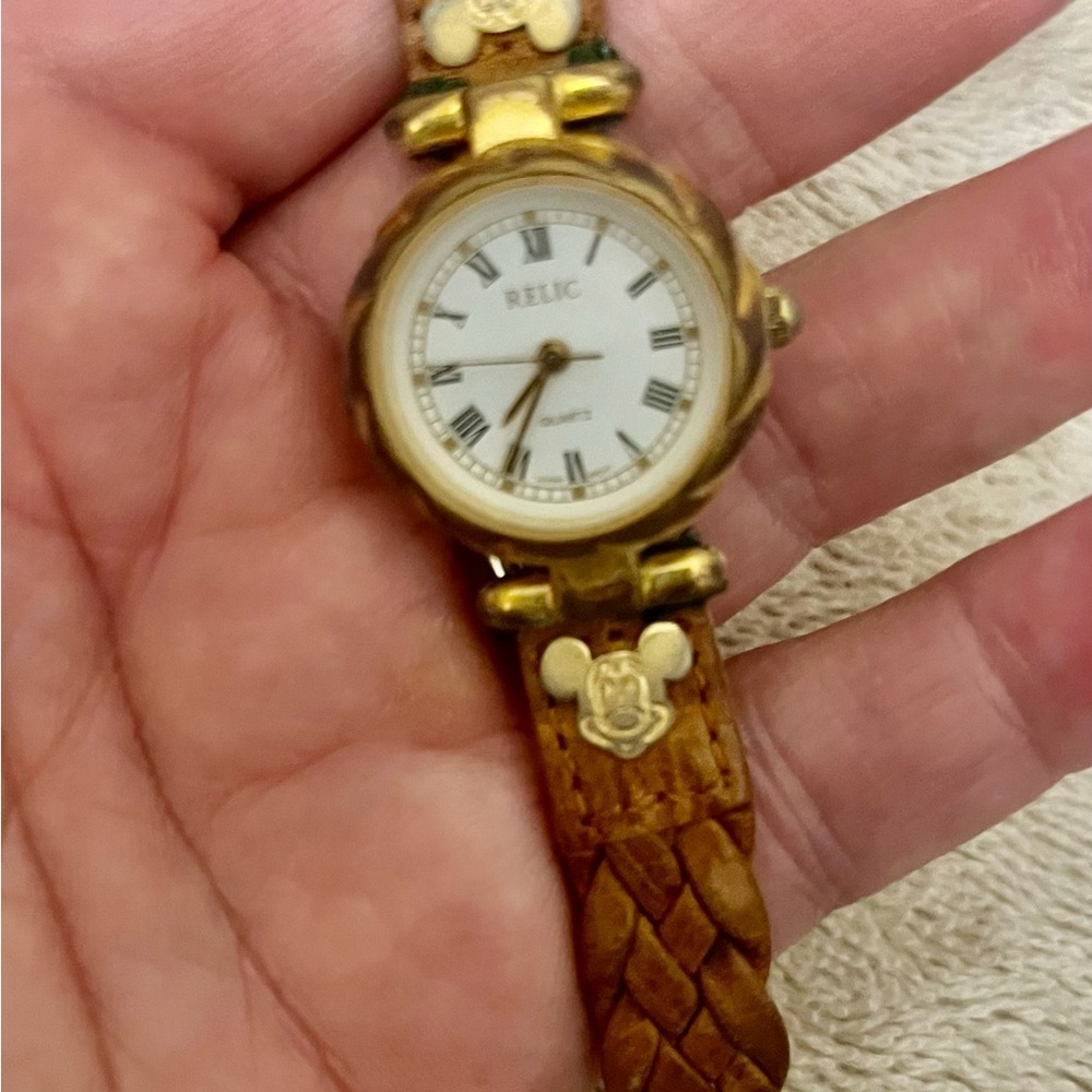 Relic Brown Braided Strap with Gold Accents